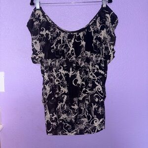 Max Studio Black and White Graphic Sleeveless Blouse